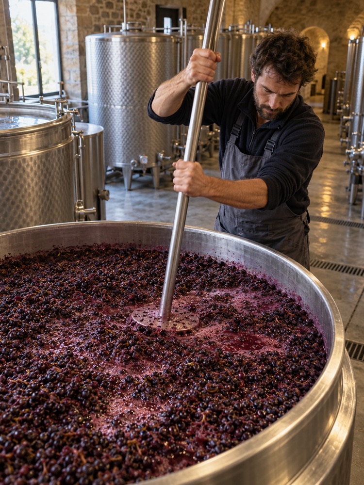 Punching Down the Red Wine Cap