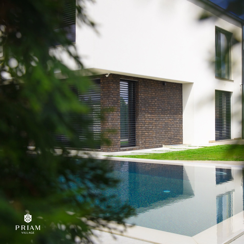 Pool and contemporary villa exterior