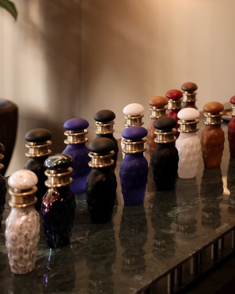 Fragrance collection in warm light
